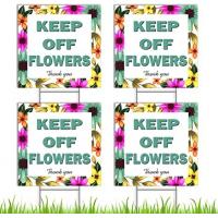 Keep Off Flowers/Grass  Sign- 11х11 inch Coroplast Stay Off Grass Yard Sign with Stake