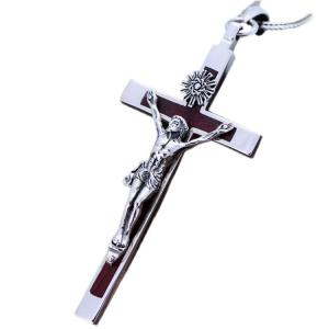 Women's and Men's Gothic Style 925 Silver Cross Pendant Necklace with Sandalwood（XH038761）