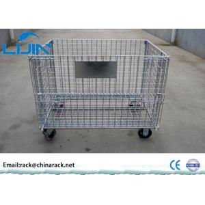 China Hot sale Anti-corrosion wire mesh container, foldable storage cage with wheels wholesale