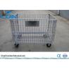 China Hot sale Anti-corrosion wire mesh container, foldable storage cage with wheels wholesale