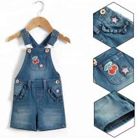 China Baby Girl Embroidery Denim Dungaree Shorts With Adjustable Strap Spring Summer on sale