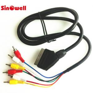 China RGB Combination Scart Male To 6 RCA Audio Cable , Scart Component Cable supplier