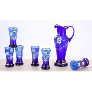7pcs Water Jug Glass Set Purple Restaurant Glass Carafe Set Heat Resistant