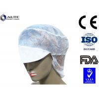 China Peak Disposable Medical Caps Stitched Band Repels Fluids With Hair Net on sale