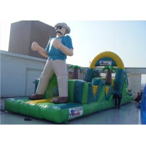 Cartoon Obstacle Course Inflatable Sports Games With Tunnel N Climbing Wall