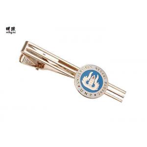 China Color Fill Mens Gold Tie Clips , Round Shape Logo Branded Brass Tie Clip supplier
