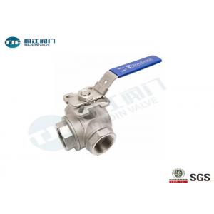 China Threaded 3 Way Industrial Ball Valve ASTM A351-CF8M Type With Mounting Pad supplier