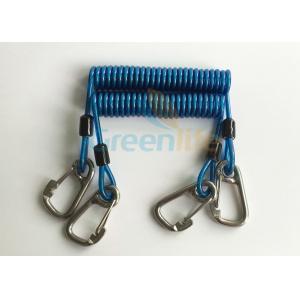 Retractable Tool Tether Lanyards Blue Spring Elastic Plastic Coiled Tethers
