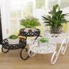 White Nordic Rustproof Cart Shape Metal Flower Stand