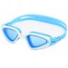 China Fashionable Anti Fog Swim Goggles With Ultra Fit Silicone One Piece Frame , White And Blue Color wholesale