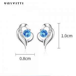 0.04oz 1x0.8cm Sterling Silver Heart Earrings SGS Blue Stone Earring girlfriend