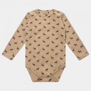 Newborn Baby Girl Deer Printed Romper Jumpsuit Long Sleeve Cotton Knit Bodysuit Romper