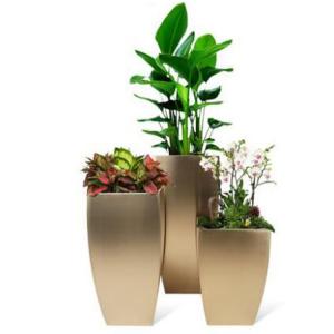 Arc Shaped Metal Bucket Flower Pot Hairline Stainless Steel Garden Pots