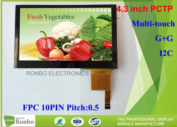 4.3 Inch I2C Multi Touch Industrial Touch Panel , Projected Capacitive Touch