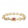 China Lady Gold Chain Link Bracelet With Red Shining Diamond Cross Charm wholesale