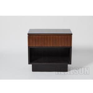 China Ritz Carlton Natural Walnut Veneer Hotel Bedside Tables With Open Space Nightstand supplier