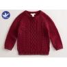 China Multi Cable Knitting Girls Long Sleeve Sweaters , Girls Red Sweater Side Slit wholesale