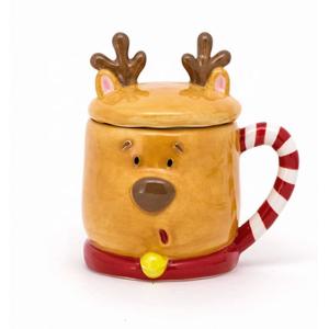 China Ceramic Coffee Mugs Deer Shaped 3D 5X4X5 8OZ Christmas Gift With Lid Handpainting For 1 Users supplier