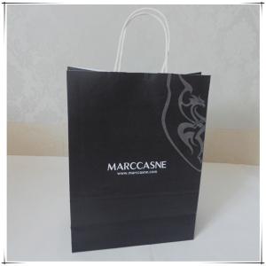 China 100 Gram Kraft Paper Shopping Bag Black / White Handle 30 x 15 x 38cm supplier
