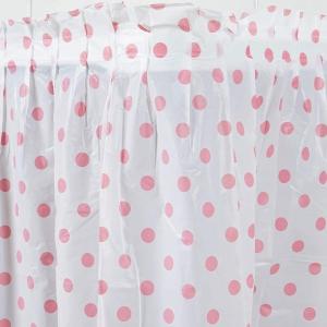 China Custom Printed Table Skirts Water Repellent With Pink Polka Dot Pattern wholesale