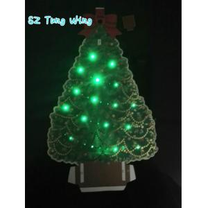 Christmas Tree Shaped Flashing  LED Module , Fiber Optic greeting card sound modules