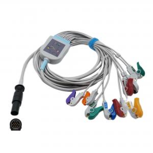 China TPU Jacket Mortara EKG Cable 12 Pin Hypertronix Connecto AHA/IEC Lead Color Coding supplier