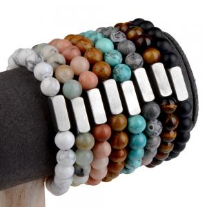 China Square Stainless Steel Natural Stone Handmade Beads Bracelets supplier
