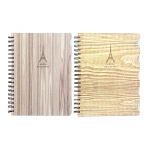 China Metal Spiral Presentation Book B5 Diecutting Wood Grain Hard Cover With Index Divider supplier