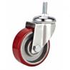 China medium duty 4&quot; screw PU cast iron core caster, 4&quot; swivel red PU cast iron caster wholesale