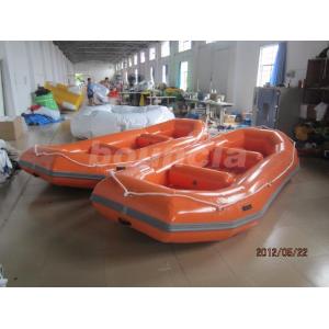 Orange PVC Tarpaulin Fabric Rafting Boat  With Reinforced Strips For White Water