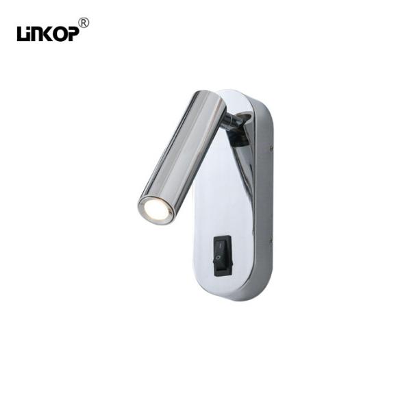 3W Cree LED Wall Light 3000K With Adjustable Angle Aluminum Silver Switch