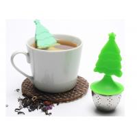 China BPA Free Christmas tree Stainless Steel reusable silicone tea bags Silicone Handle with Drip Tray on sale