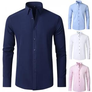                  Men&prime;s Shirt Ironing Long Sleeve Stretch Business High-End Men&prime;s Shirt Hot Sale Office Formal Style Men&prime;s Long Sleeve Shirt             