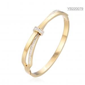 China Gold Stainless Steel Designer Jewelry Luxury Layered Diamond Bow Bangle supplier