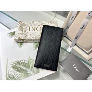 Embossed Vertical CD Christian Dior Mens Wallet Diamond Zippered