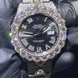 VVS 18k Gold Diamond Watch Round Brilliant Cut Rapper Diamond Watch