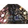 Flower Embroidered Sequin Lace Fabric , Multi Colored 3D Flower Mesh Lace