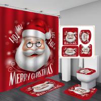 China Polyester Christmas Xmas Snowman Shower Curtains Set Home Bathroom Accessories on sale