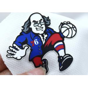 China Custom Silicone Labels Cartoon Garment Patches Old Man Playing Basketball Pattern wholesale