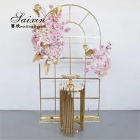 China Factory wholesale luxury wedding furniture golden stainless steel arch panel steel door for event stage Backdrop on sale