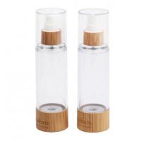 China Plastic Luxury Pump Bamboo Lotion Cosmetics Packaging Airless Bottle on sale