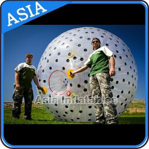 Inflatable Color Dots Aqua Zorbing Ball Played On Grassland / Water
