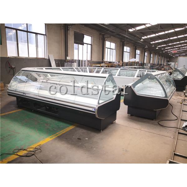 China L'épicerie a courbé l'étalage de réfrigérateur d'affichage 2m 4m avec la porte lifing/la porte en verre de glissement supplier