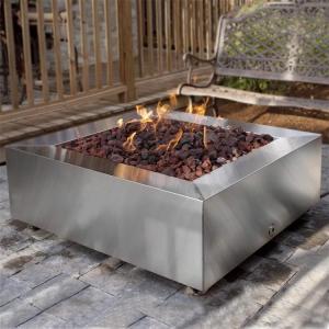 China Portable Outdoor Sqaure Smokeless Bonfire Stove Stainless Steel Gas Fire Table supplier