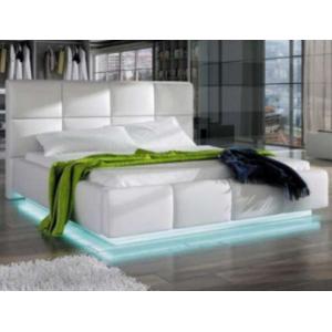 Simple Pure White Synthetic Leather Bed Frame King Size With LED Light