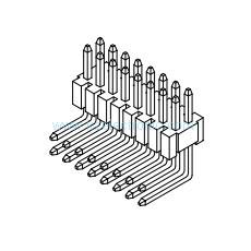 Double row right angle 1.27mm male header connector