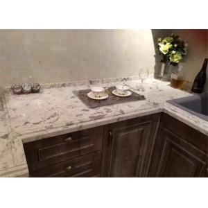 Customized Fancy White Quartz Prefab Stone Countertops For Kitchen Cabinet