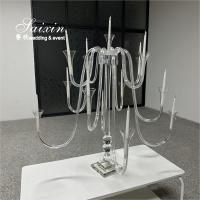 China Luxe Wedding centerpiece Crystal Glass Large Branch Candle Stands For Table Decoration on sale