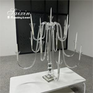 Luxe Wedding centerpiece Crystal Glass Large Branch Candle Stands For Table Decoration
