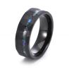 China Men Faceted Black Tungsten Wedding Rings 8mm with Pearl Type Inlay Galaxy Opal Inlay wholesale